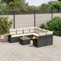 9 Piece Garden Sofa Set with Cushions Black Poly Rattan