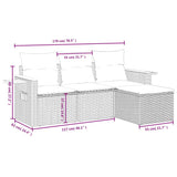 4 Piece Garden Sofa Set with Cushions Black Poly Rattan - Side View