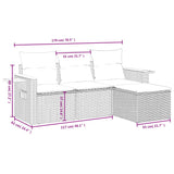 4 Piece Garden Sofa Set with Cushions Grey Poly Rattan - Side View