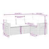 4 Piece Garden Sofa Set with Cushions Grey Poly Rattan - Side View