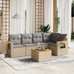 Patio Sofa Set 5-Seaters Beige and Grey