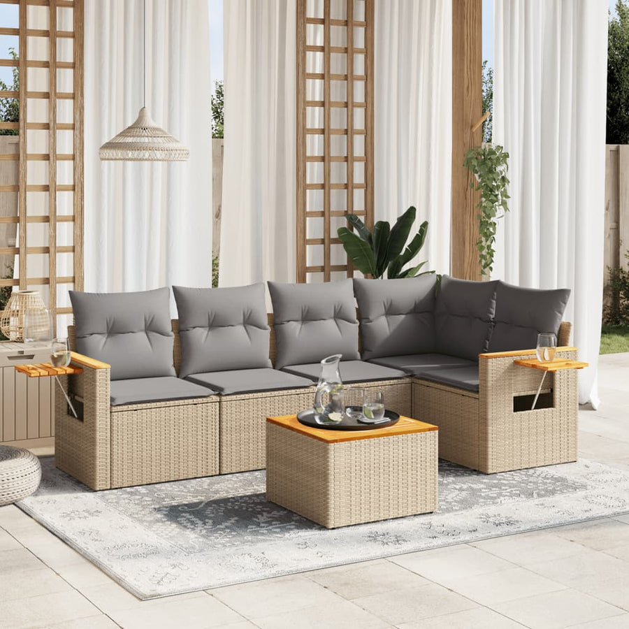 Patio Sofa Set 5-Seaters Beige and Grey