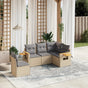 Patio Sofa Set 5-Seaters Beige and Grey
