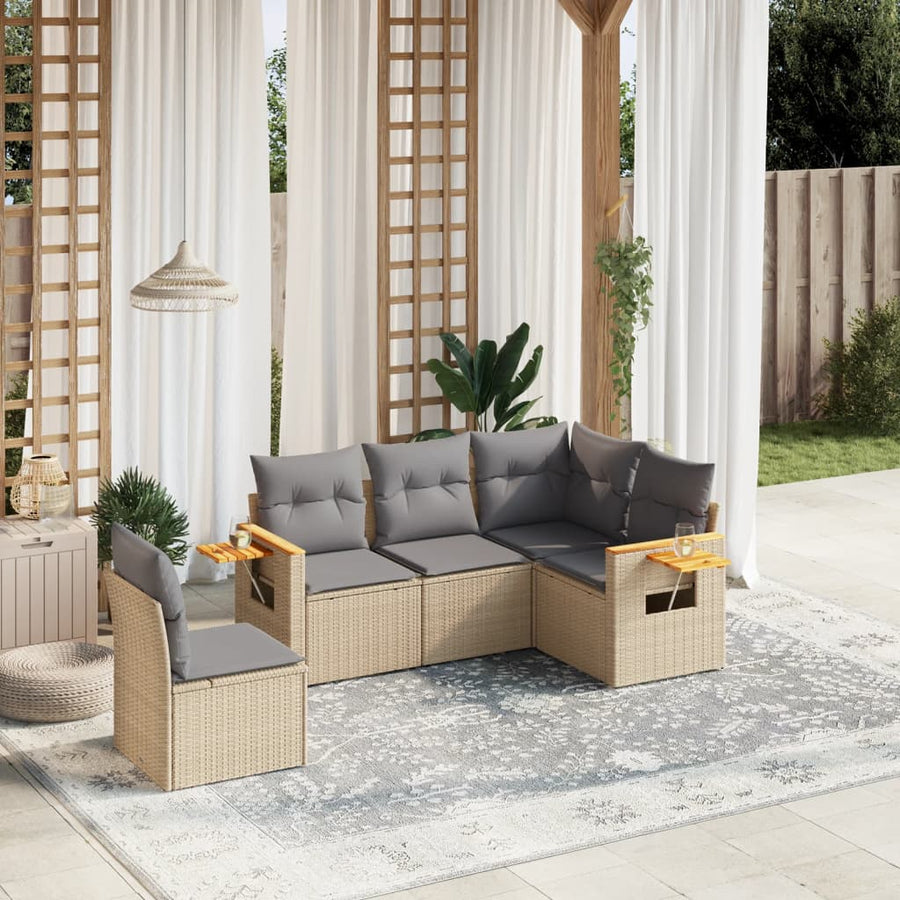 Patio Sofa Set 5-Seaters Beige and Grey