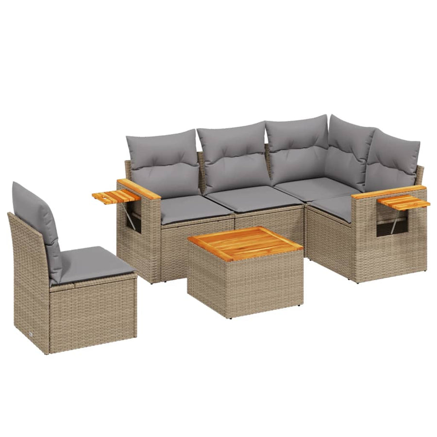 Patio Sofa Set 5-Seaters Beige and Grey