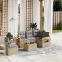 Patio Sofa Set 5-Seaters Beige and Grey