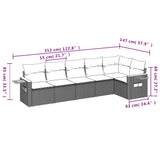 6 Piece Garden Sofa Set with Cushions Black Poly Rattan