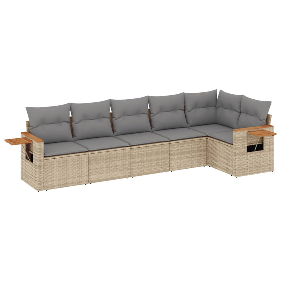 Patio Sofa Set 6-Seaters Beige and Grey