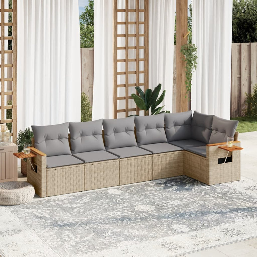 Patio Sofa Set 6-Seaters Beige and Grey