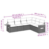 6 Piece Garden Sofa Set with Cushions Grey Poly Rattan - Side View