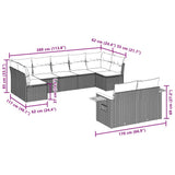 9 Piece Garden Sofa Set with Cushions Grey Poly Rattan