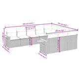 10 Piece Garden Sofa Set with Cushions Grey Poly Rattan - Side View