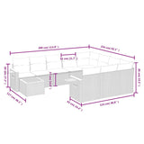11 Piece Garden Sofa Set with Cushions Black Poly Rattan - Side View