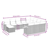 11 Piece Garden Sofa Set with Cushions Grey Poly Rattan - Side View