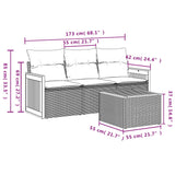 4 Piece Garden Sofa Set with Cushions Black Poly Rattan - Side View