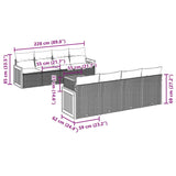 9 Piece Garden Sofa Set with Cushions Black Poly Rattan - Side View