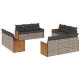 12 Piece Garden Sofa Set with Cushions Grey Poly Rattan - Front View