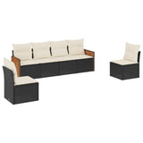 6 Piece Garden Sofa Set with Cushions Black Poly Rattan