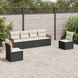 6 Piece Garden Sofa Set with Cushions Black Poly Rattan