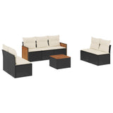 8 Piece Garden Sofa Set with Cushions Black Poly Rattan - Front View