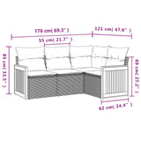 5 Piece Garden Sofa Set with Cushions Black Poly Rattan - Side View