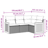 5 Piece Garden Sofa Set with Cushions Black Poly Rattan - Side View