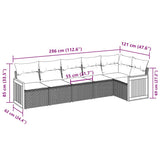 6 Piece Garden Sofa Set with Cushions Black Poly Rattan