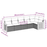 6 Piece Garden Sofa Set with Cushions Black Poly Rattan - Side View