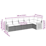 6 Piece Garden Sofa Set with Cushions Black Poly Rattan - Side View