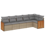 6 Piece Garden Sofa Set with Cushions Beige Poly Rattan