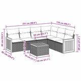 7 Piece Garden Sofa Set with Cushions Black Poly Rattan