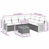 7 Piece Garden Sofa Set with Cushions Black Poly Rattan - Side View