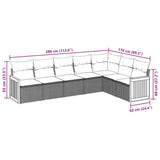 7 Piece Garden Sofa Set with Cushions Black Poly Rattan