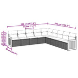 9 Piece Garden Sofa Set with Cushions Black Poly Rattan - Side View