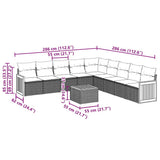 10 Piece Garden Sofa Set with Cushions Black Poly Rattan