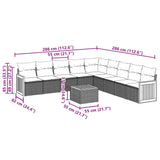 10 Piece Garden Sofa Set with Cushions Black Poly Rattan - Side View