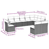 10 Piece Garden Sofa Set with Cushions Black Poly Rattan - Side View