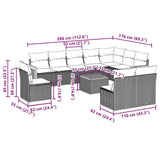 11 Piece Garden Sofa Set with Cushions Black Poly Rattan - Side View