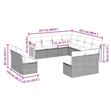 11 Piece Garden Sofa Set with Cushions Black Poly Rattan