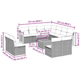 12 Piece Garden Sofa Set with Cushions Black Poly Rattan - Side View
