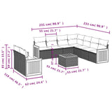 10 Piece Garden Sofa Set with Cushions Grey Poly Rattan - Side View