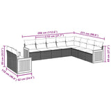 10 Piece Garden Sofa Set with Cushions Black Poly Rattan - Side View