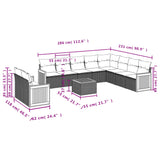 11 Piece Garden Sofa Set with Cushions Black Poly Rattan - Side View