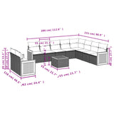 11 Piece Garden Sofa Set with Cushions Black Poly Rattan - Side View