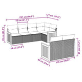 7 Piece Garden Sofa Set with Cushions Black Poly Rattan - Side View