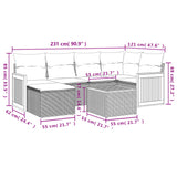 7 Piece Garden Sofa Set with Cushions Grey Poly Rattan - Side View