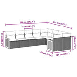 9 Piece Garden Sofa Set with Cushions Black Poly Rattan - Side View