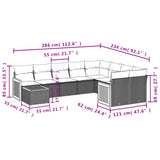 10 Piece Garden Sofa Set with Cushions Black Poly Rattan - Side View