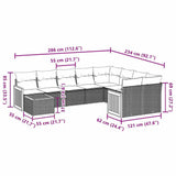 10 Piece Garden Sofa Set with Cushions Black Poly Rattan - Side View