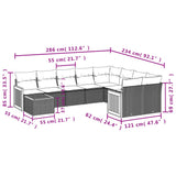 10 Piece Garden Sofa Set with Cushions Grey Poly Rattan - Side View